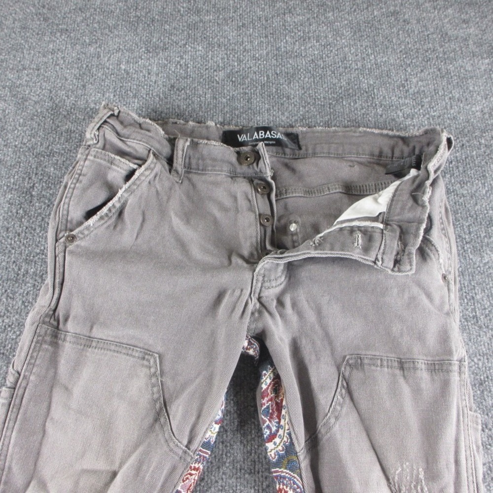 Valabasas Jeans Mens 32 Gray Skinny Slim Fit Button Fly Distressed Denim